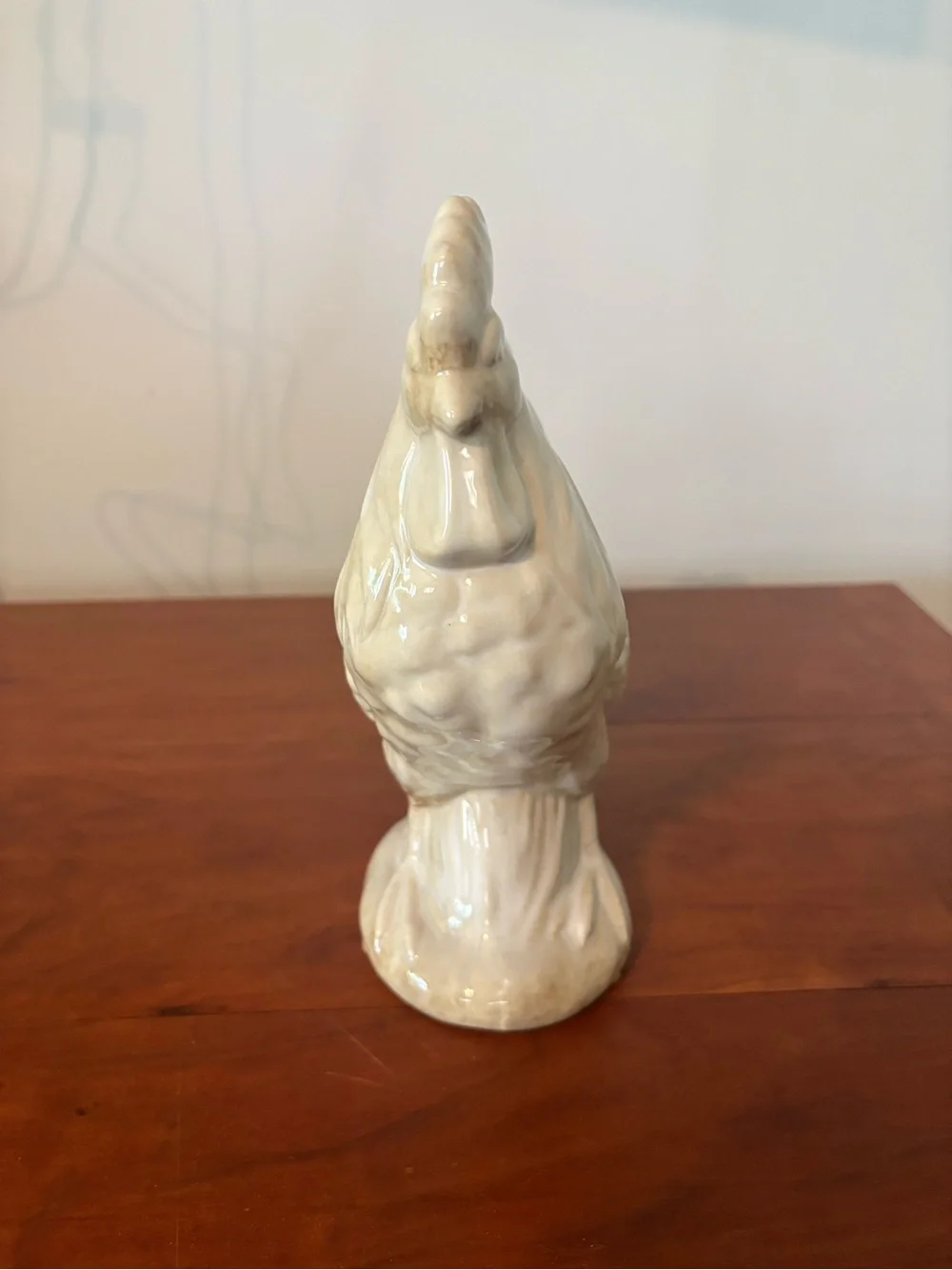 Farmhouse Ceramic Rooster Figurine & Decorative Platter Set Cream